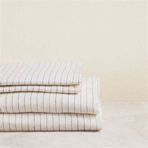 100% Pure French Linen Sheet Set - Olive Pencil Striped – Linen Social