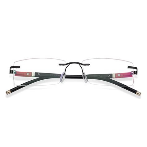 Black Red Rimless Rectangle Solid Lumineers 004-C9 Eyeglasses at ...
