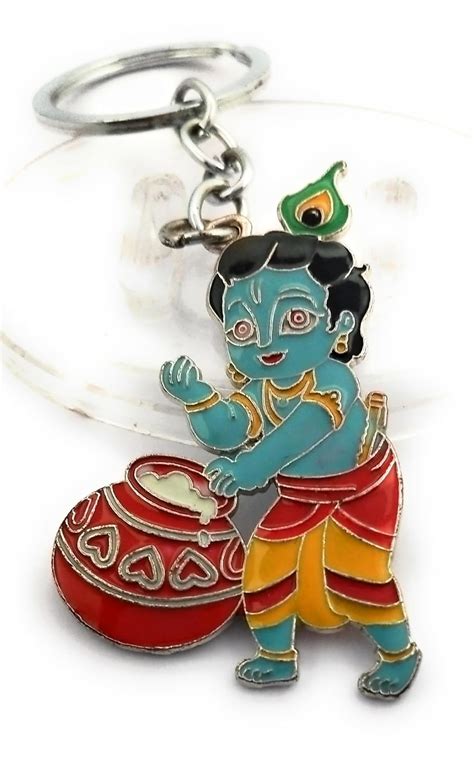 High Choice Double Sided Lord Krishna Makhan Chor Fancy Metal Key Chain ...