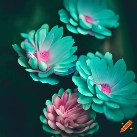 Pink and teal flower on Craiyon