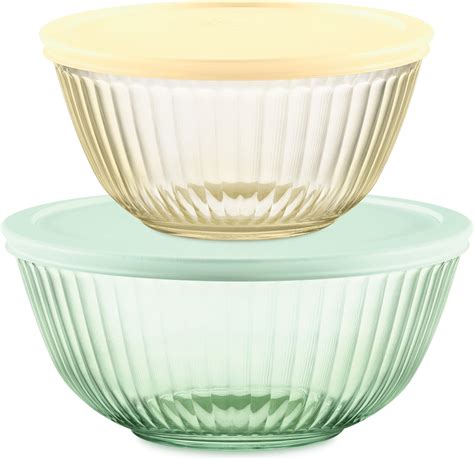 Amazon.com: Pyrex Sculpted Tinted 4-PC, Small/Medium Glass Mixing Bowls ...