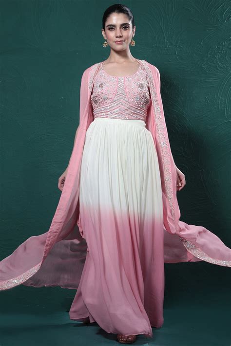 Soft Pink Ombre-Dyed Cape Set