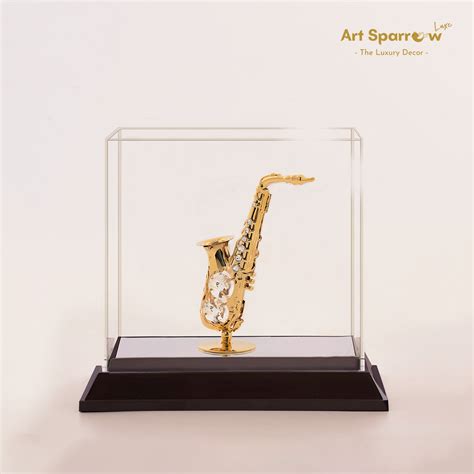 Golden Saxophone Musical Instrument Decor Showpiece | Art Sparrow Luxe