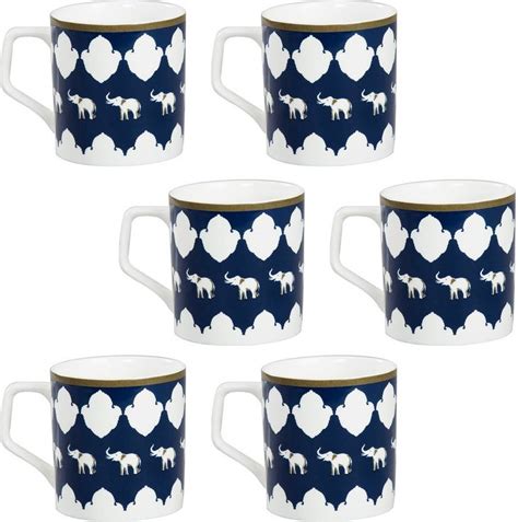 CLAY CRAFT India Circus Ivory Parade Fantasy Coffee mug set Bone China ...