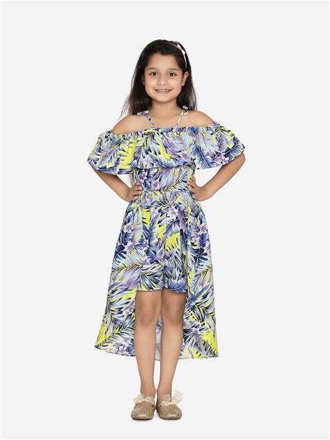 Blue and Yellow Printed Jumpsuit with Shorts and Trail – Stylestone