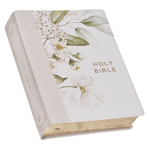 Feather Gray Floral Faux Leather Hardcover King James Version Note ...