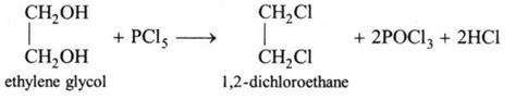 Ethylene glycol reacts with excess of PCl5 to give