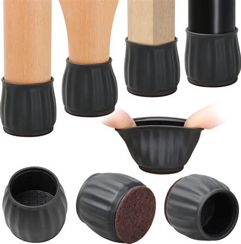 Ezprotekt 32P Chair Leg Floor Protectors, 1.5" Black Chair Feet Cover ...