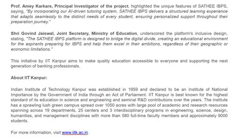 SATHEE: IIT Kanpur Launches SATHEE IBPS for Comprehensive Institute of ...