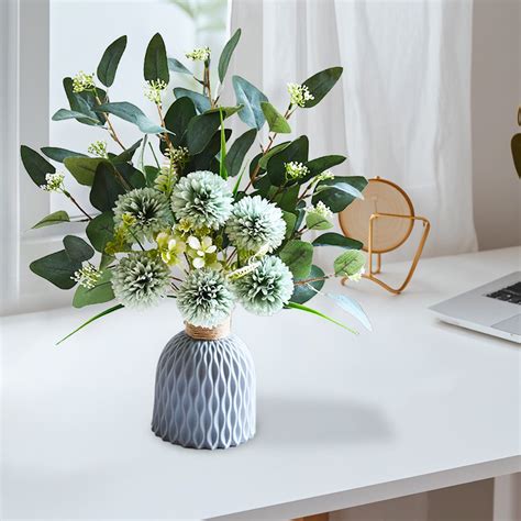 AYktou Artificial Flowers with Vase, Artificial Silk Sunflower Fake ...