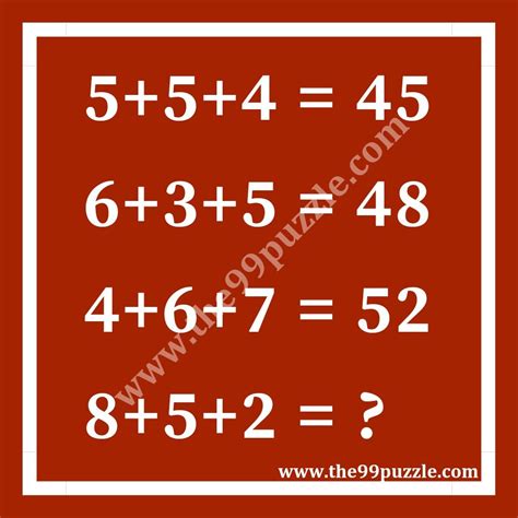 Mathematical mind quiz puzzle with answer | Math logic puzzles, Quiz ...
