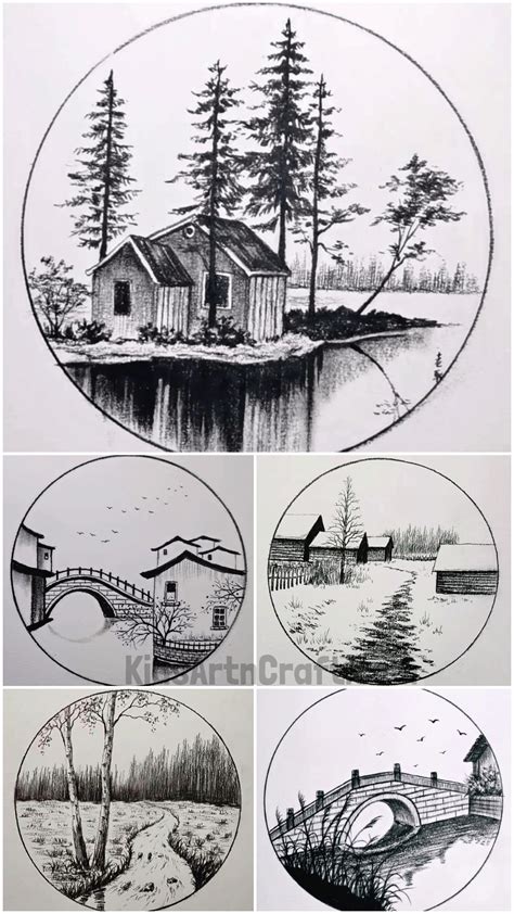 Pencil Drawing Of Landscape Scenery