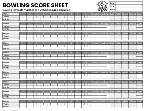 Printable Bowling Score Sheets (Templates) - PDF - WordLayouts
