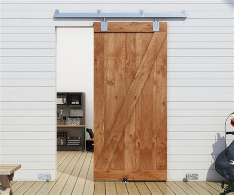 JUBEST Box Rail Exterior Barn Door Hardware Kit, Heavy Duty Sliding ...