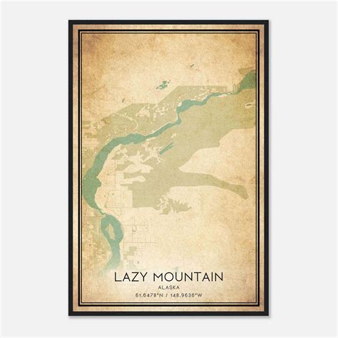 Vintage Lazy Mountain Alaska Map Poster, Lazy Mountain AK City Road ...