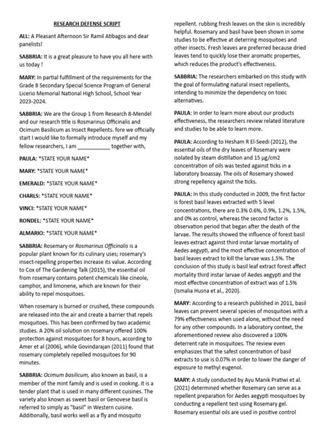 Image result for Research Script Sample