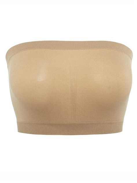Women's Bandeau Bra Summer Strapless Padded Seamless Bandeau Bra Tube ...