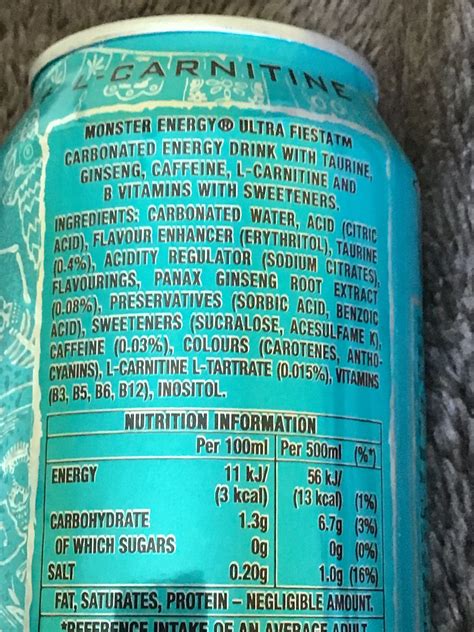 Monster Energy Ultra Nutrition Label at Annabelle Focken blog