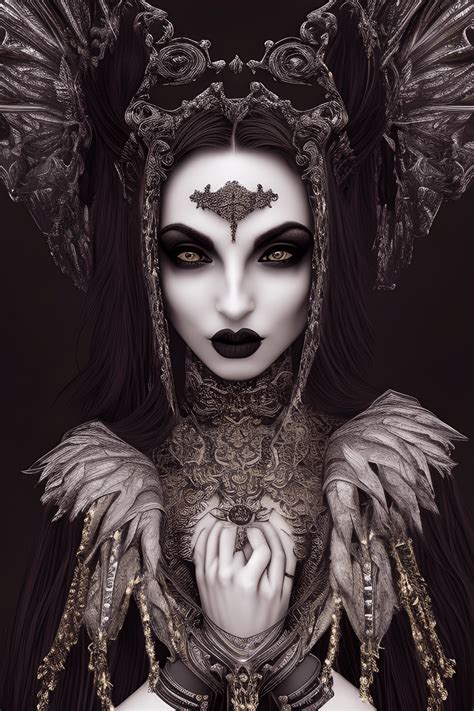Beautiful Dark Goddess 3D 8K Gothic Rays of Shimmering · Creative Fabrica