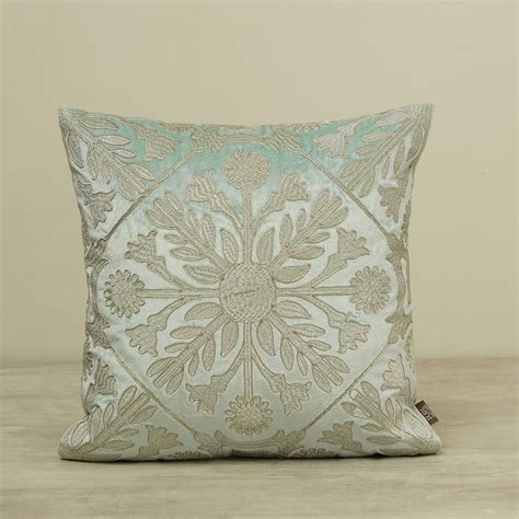 Blue Velvet Zari Embroidered Square Cushion Cover