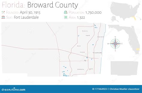 Mapa Do Condado De Broward Na Florida Ilustração do Vetor - Ilustração ...