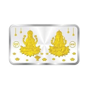Buy Raajraani 99.9% Pure Silver Lakshmi Ganesha 50 Gram Dual Tone ...