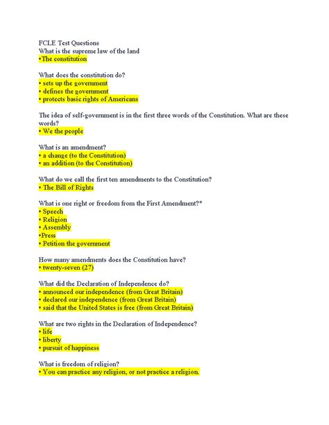 FCLE Test Questions - FCLE Test Questions What is the supreme law of ...