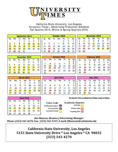 CSU LA Calendar: A Comprehensive Guide for Students