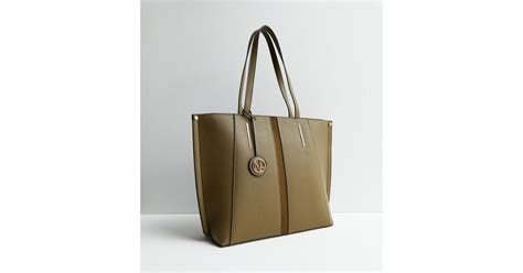 Khaki Leather-Look Tote Bag | New Look