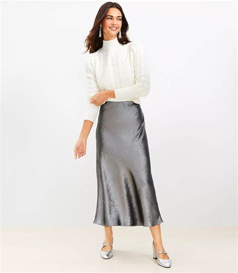 Petite Satin Bias Midi Skirt