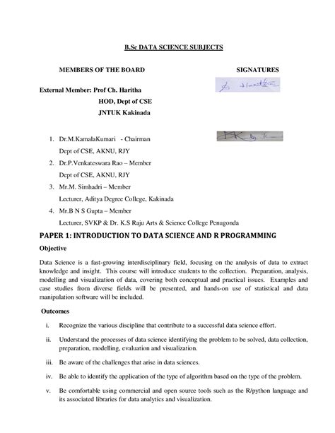 BSc Data Science - B DATA SCIENCE SUBJECTS MEMBERS OF THE BOARD ...