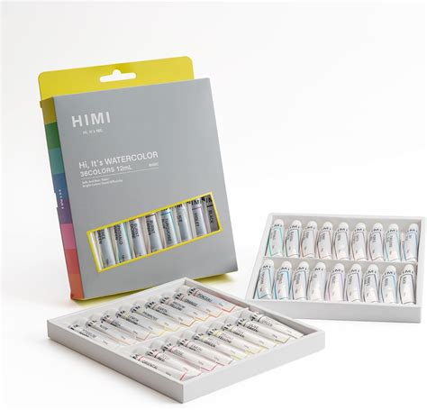 Amazon.com: HIMI Watercolor Paint Tube Set - 36 Colors 12ml, with Rich ...