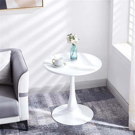 HEPMIMZHU 23.6'' White Round End Table with Solid Metal Base India | Ubuy