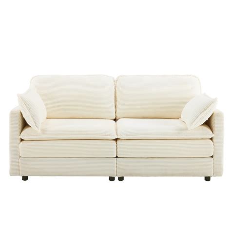 Bybafun 66-in Modern Beige 2 -seater Reclining Sofa in the Couches ...