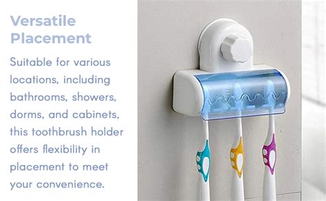 ZSIGNS Self Adhesive Toothbrush Holder with Cover for Bathroom, 5-Slot ...
