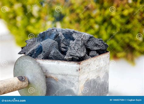 Smoking Charcoal Chimney Starter Bucket for Barbecue Stock Photo ...
