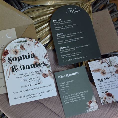 Boho style wedding invitation collection – Artofit