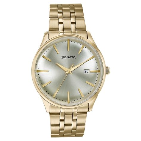 Buy Online Sonata Wedding Edit Quartz Analog with Date Golden Dial ...