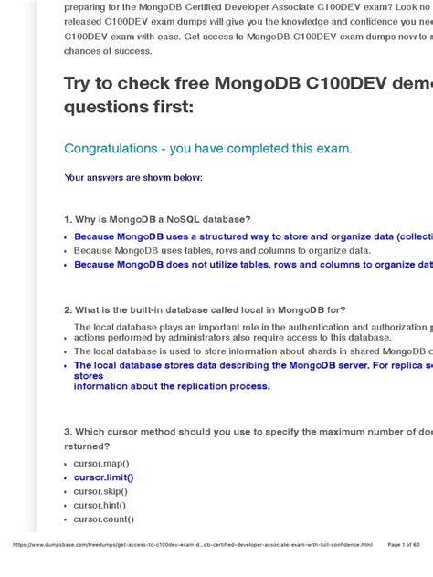 Image result for MongoDB Associate Developer Exam Questions