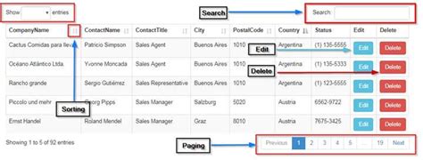 Image result for DataTable in ASP.NET MVC