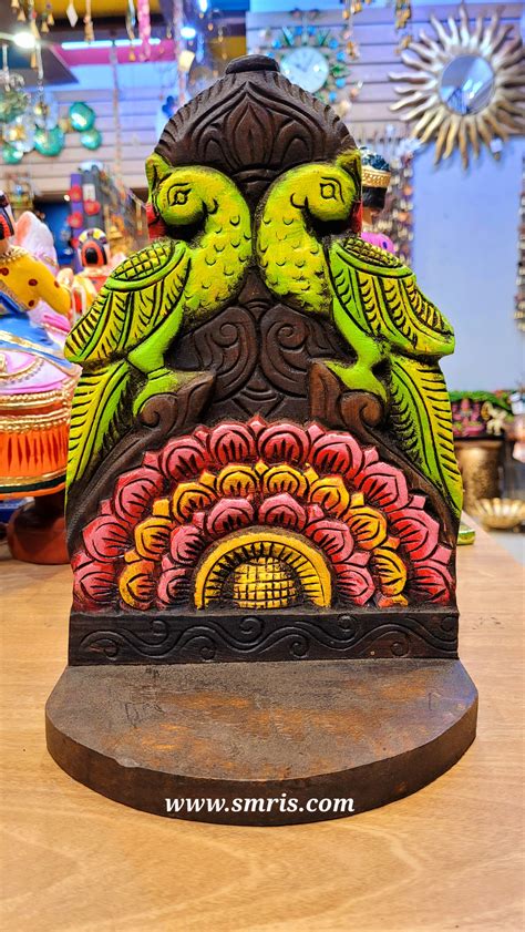 Double Parrot Wooden wall decor Stand Mahogany Wood Carving Wall Panel ...