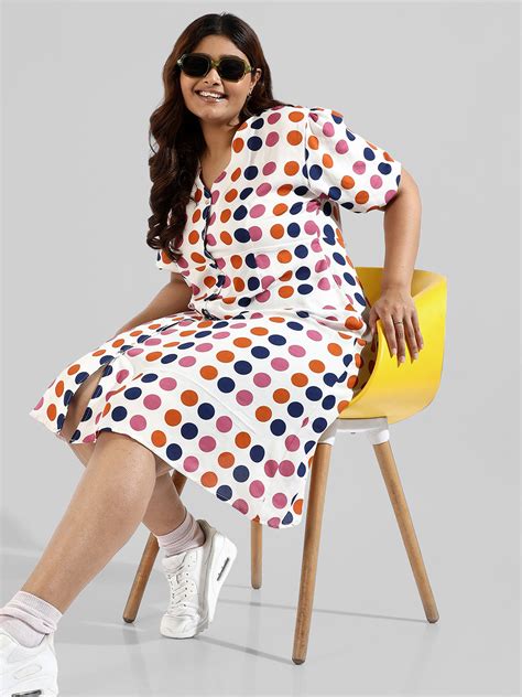 Plus Size Polka Dot's Design, Button Stylish Casual Dresses (3XL - 6XL ...