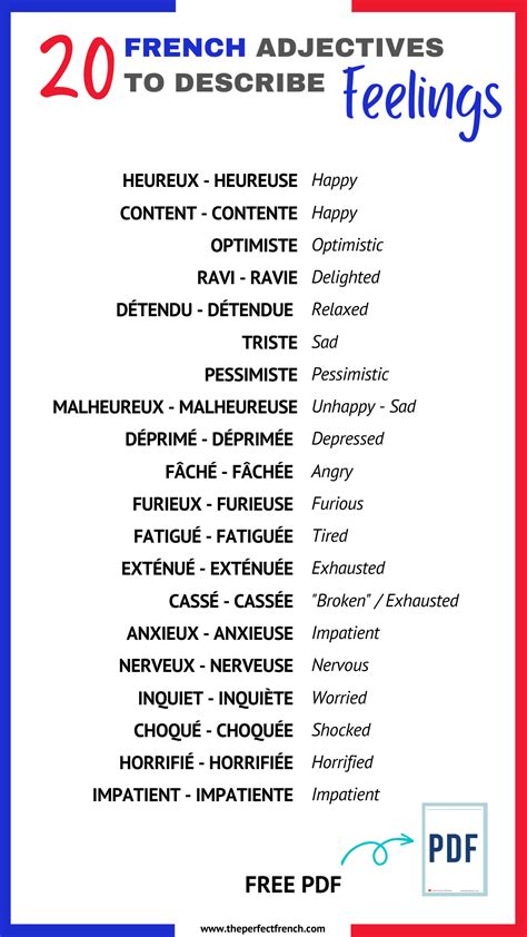 20 French Adjectives to Describe Feelings - French Online Language Courses