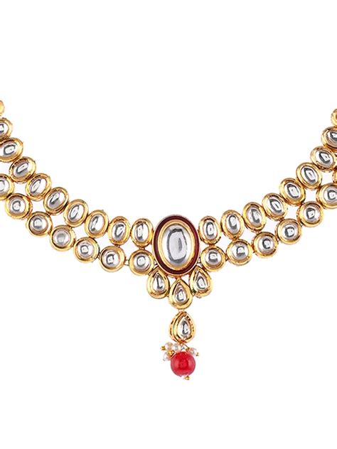 Buy Voylla Kundan Elegance Round Cut Kundan Jewellery Set Online