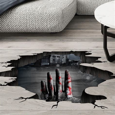 Halloween Floor Decals 3d Scary Blood Hand Scratching Floor Wall ...