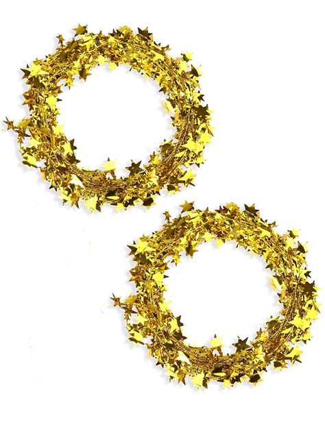 Buy | Christmas 10 Meter Yellow Star Wire Garland (Pack of 2) | Tied ...