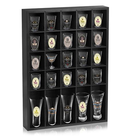Snapklik.com : DARCKLE Shot Glass Display Case For Wall, Wood Holds Set ...