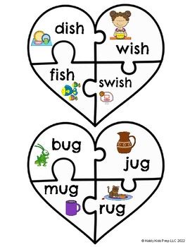 Rhyming Words Heart Puzzle by Kiddy Kids Prep | TPT