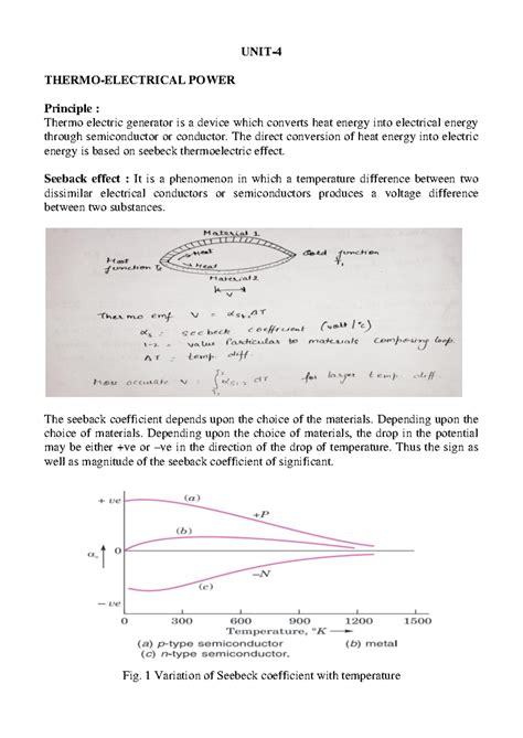 RER unit 4 notes - UNIT- 4 THERMO-ELECTRICAL POWER Principle : Thermo ...