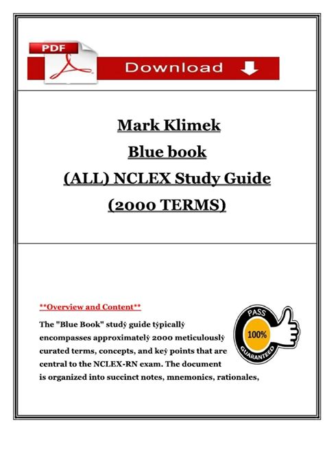 Mark Klimek Blue Book – Complete NCLEX Study Guide (2000 Terms) – 2025 ...